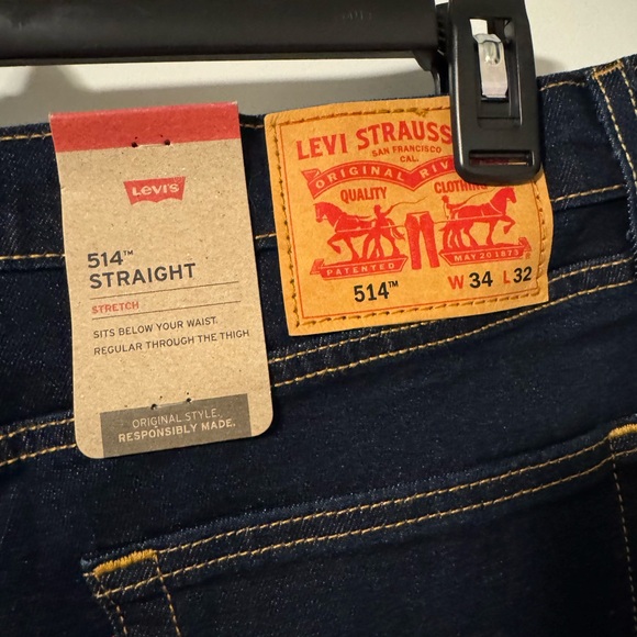 Levi's Men's Deep Indigo Straight Jeans - Picture 4 of 5
